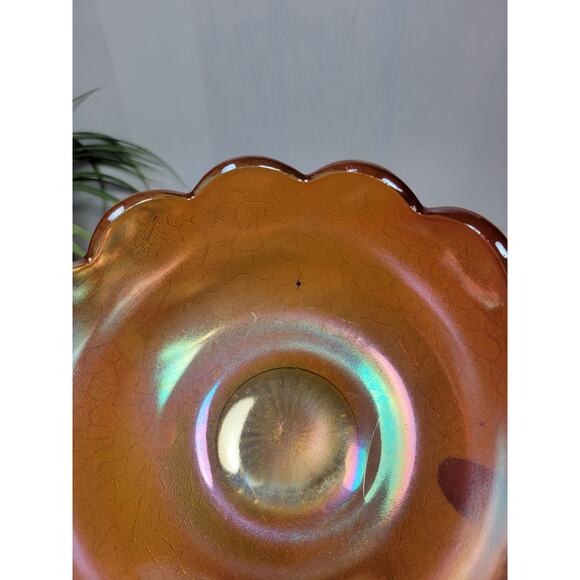 Vintage Bowl Crackle Jeannette Glass Marigold Carnival 7" - Picture 4 of 4